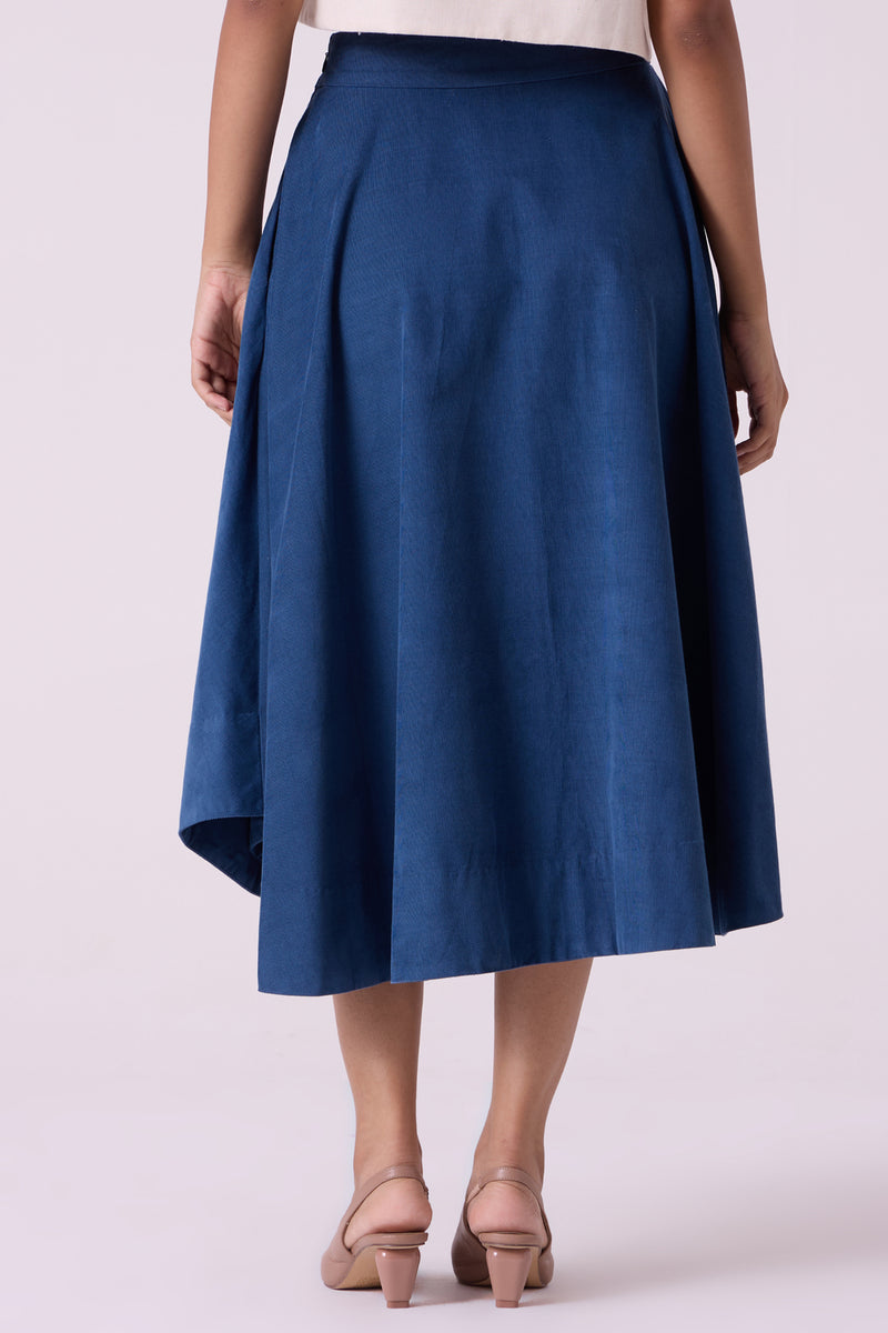 Boga Blue Needlecord Skirt cotton corduroy skirt by The Summer House in blue for women Worldwide