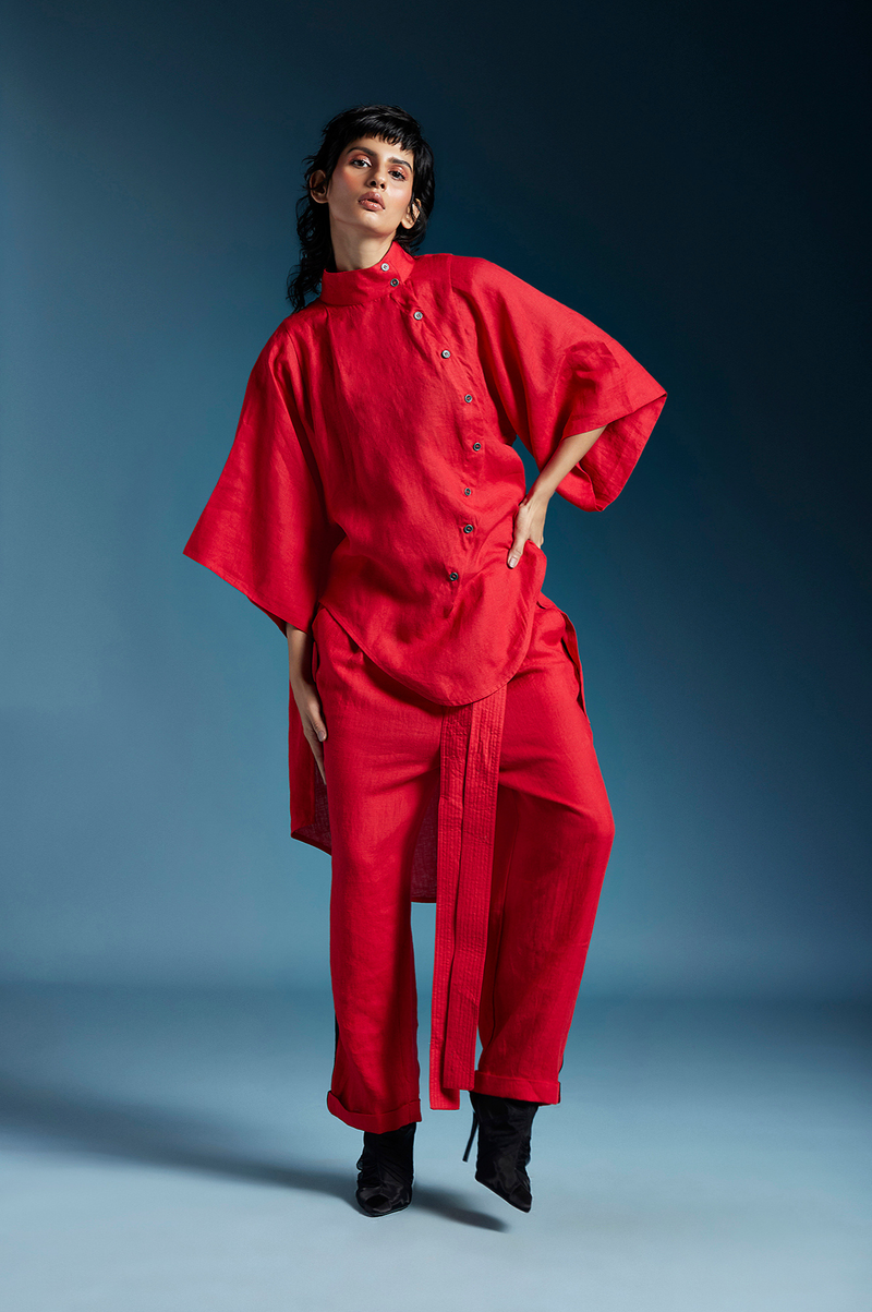 Elliot Shirt-Red by Chola in red color for women Worldwide