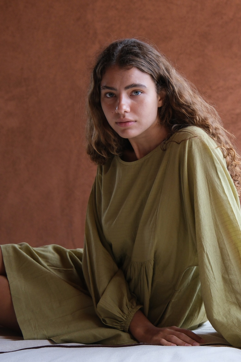 Olive Get Away dress cotton by World of Crow in olive color for women Worldwide