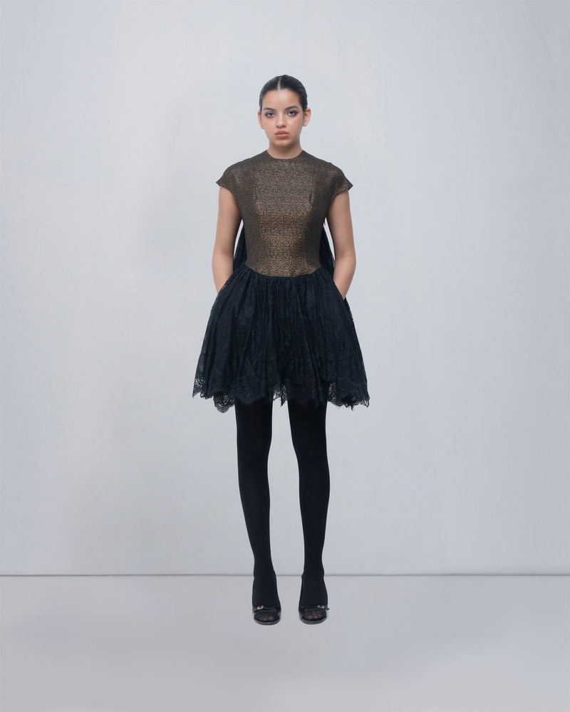 Mina Dress viscose by Leh Studios in gold for women Worldwide