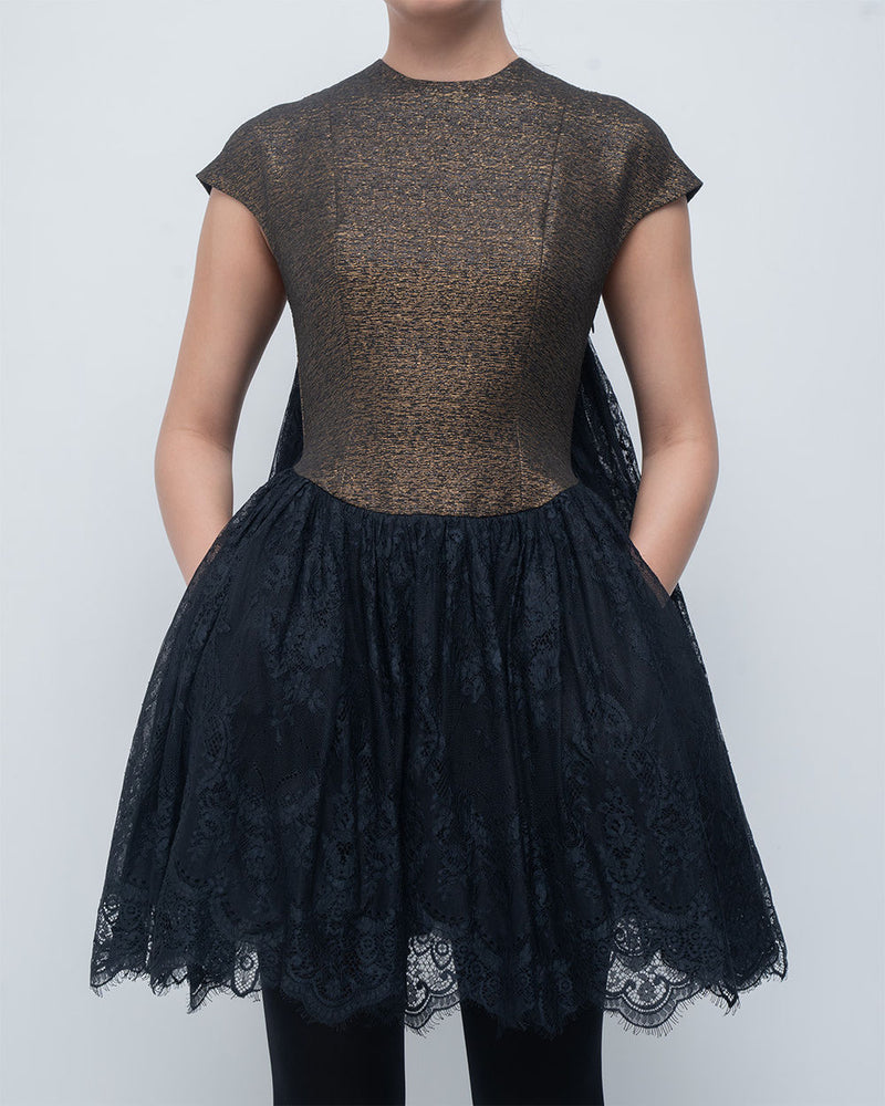 Mina Dress viscose by Leh Studios in gold for women Worldwide