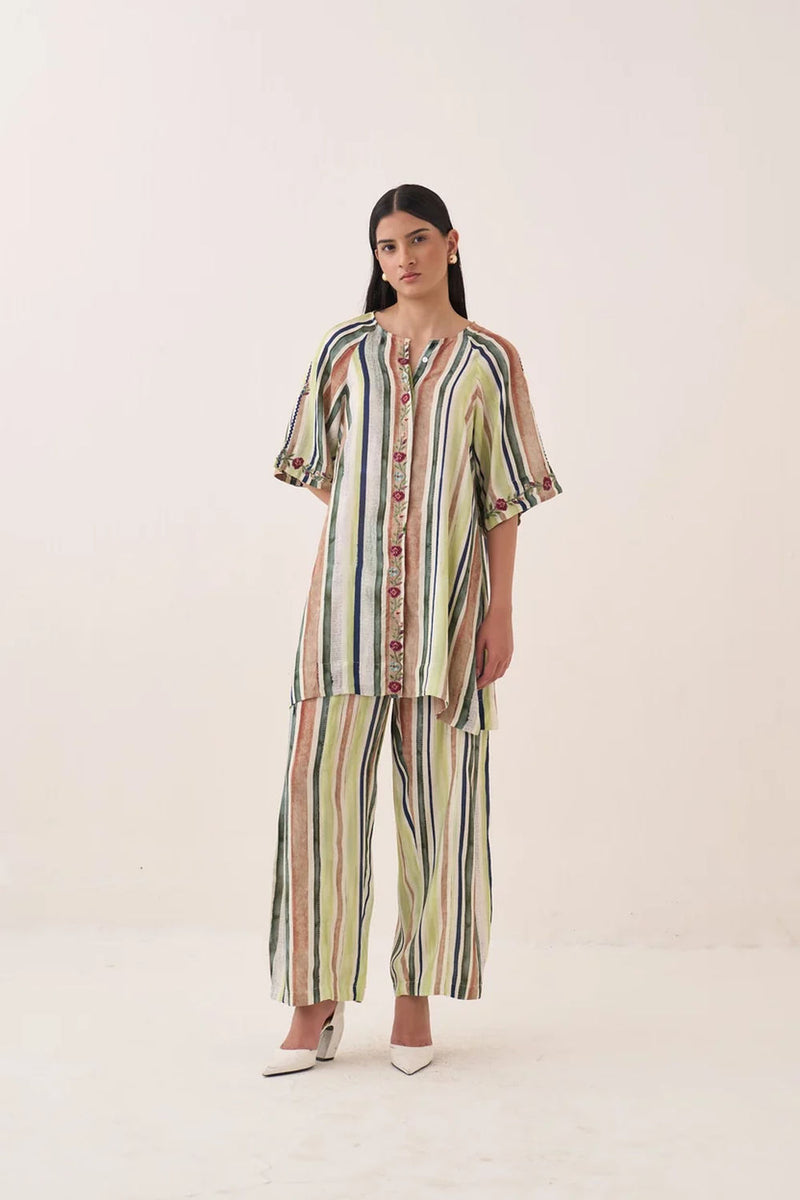 Rekha STFT Pants bemberg muslin pant/trouser by O'Frida in green for women Worldwide