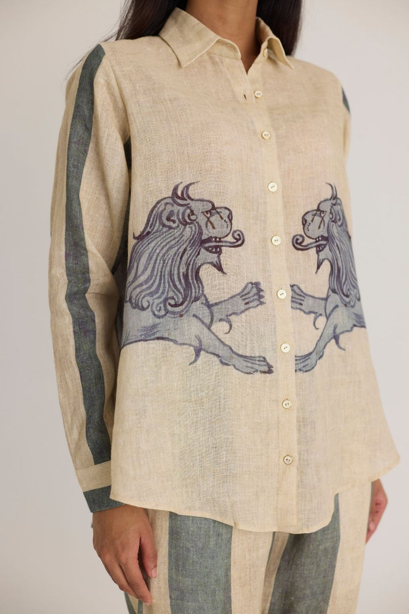 PAWS LINEN CO-ORD SET by Yam in white color for women Worldwide