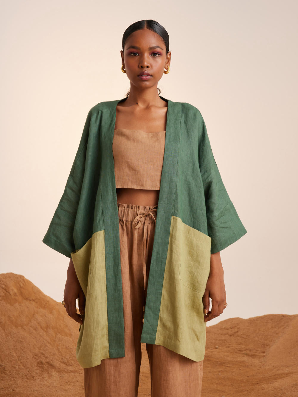 June Cape Set (3 pcs)-Fern-Macha & Sand