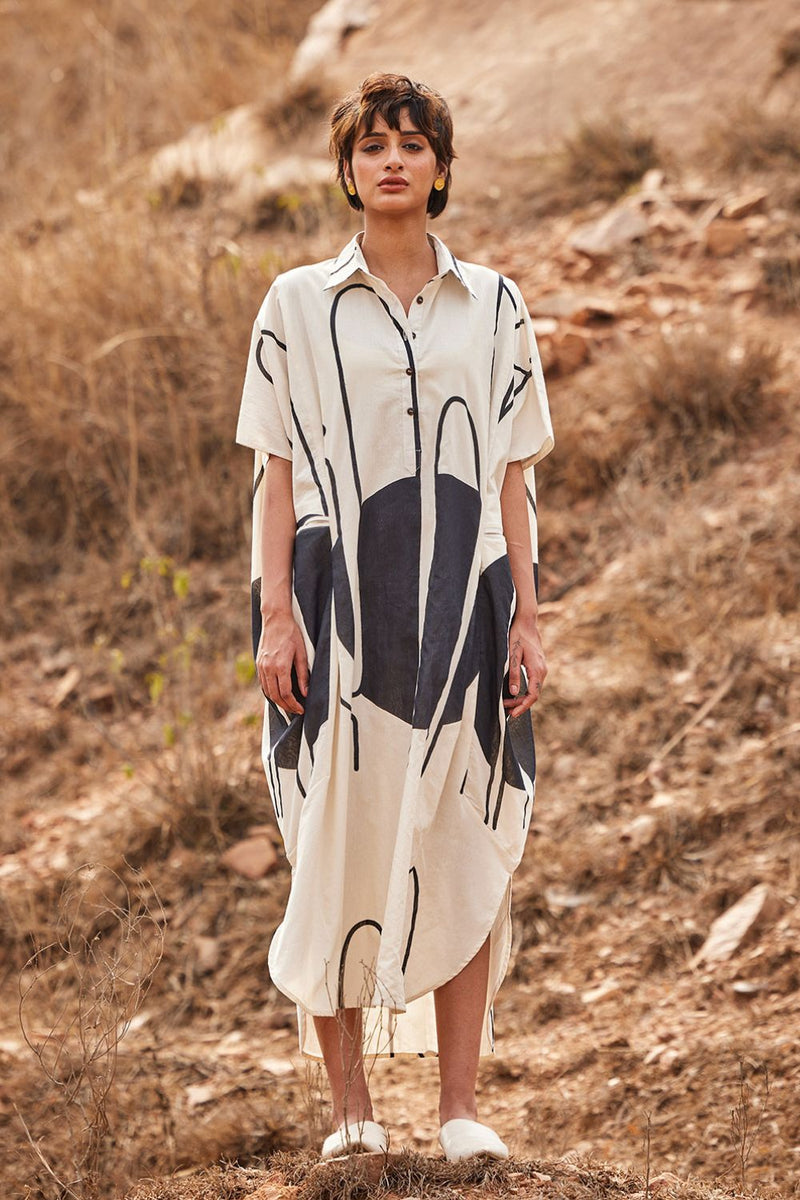 Agave Kaftan cotton by Khara Kapas in white for women Worldwide