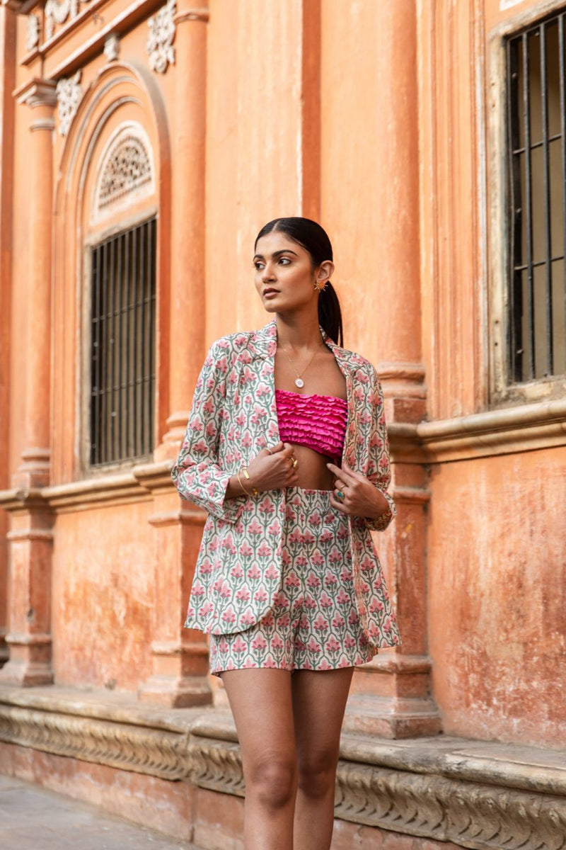 Positano Pink Set - Printed Cotton Co-Ord Set cotton Co-ord Set by Marche in pink color for women Worldwide