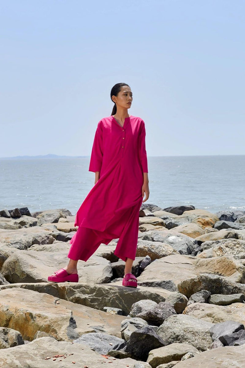 Pink Placket Tunic Tunics by Mati in pink color for women Worldwide