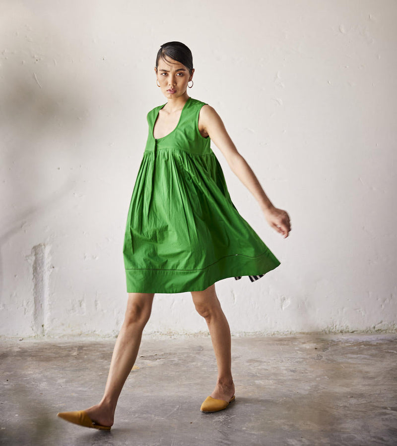Kiwi Dress poplin Dress by Khara Kapas in green for women Worldwide