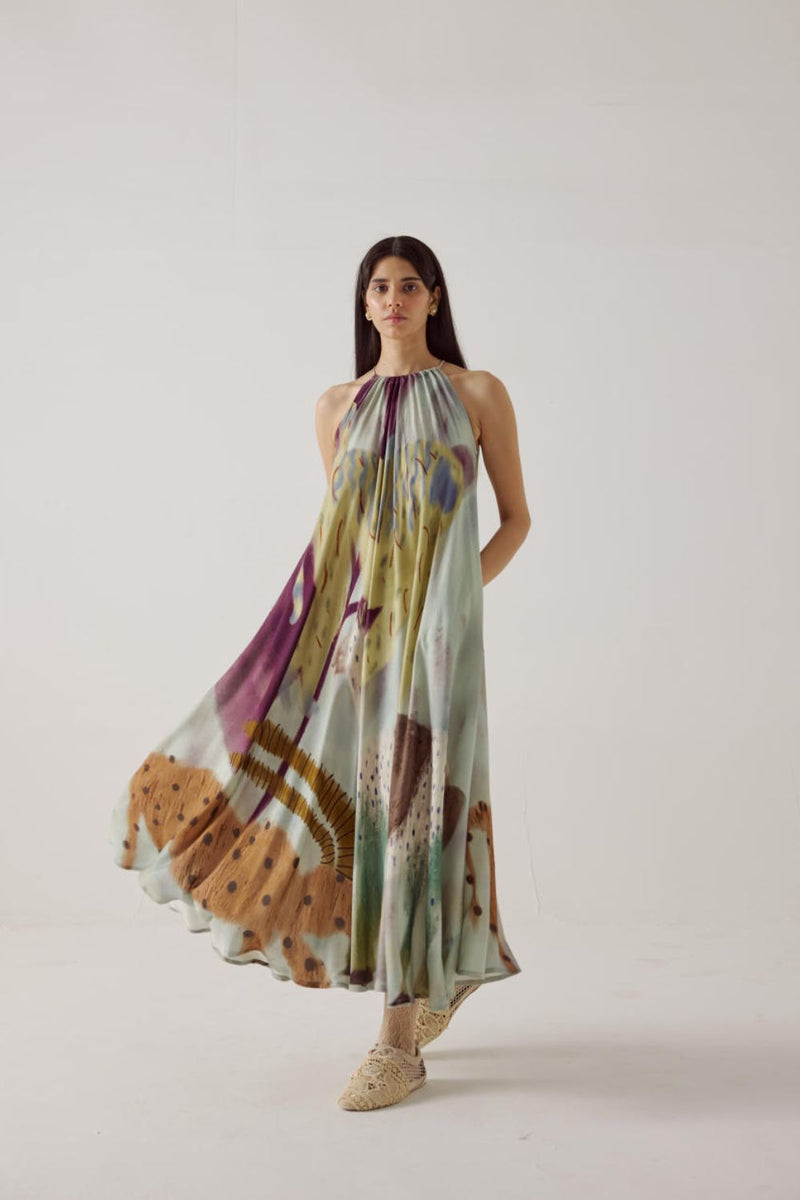 Circle Dress Long-Mirage cotton by CORD in multi for women Worldwide