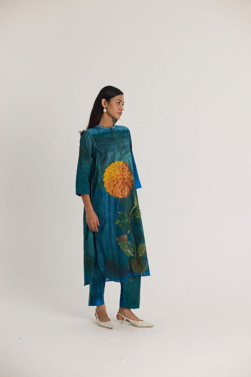 DILLY DALLY LONG KURTA SET cotton by Yam in multi color for women Worldwide