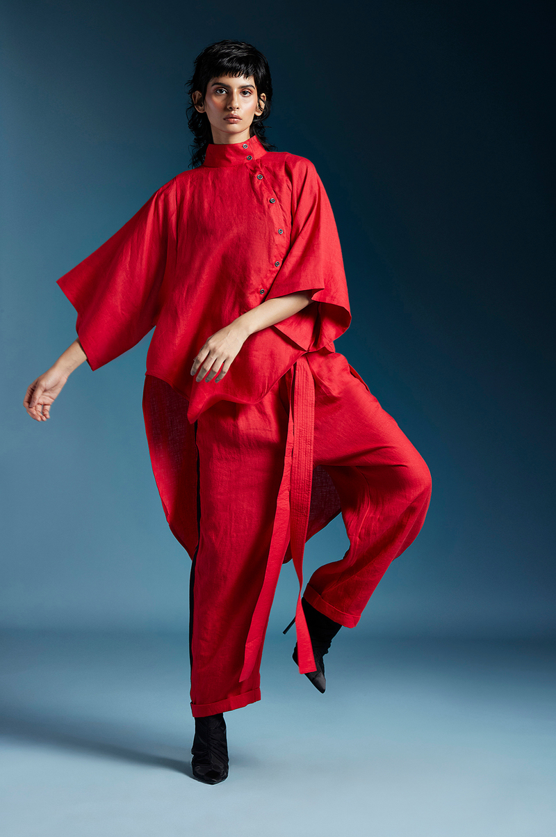 Elliot Shirt-Red by Chola in red color for women Worldwide