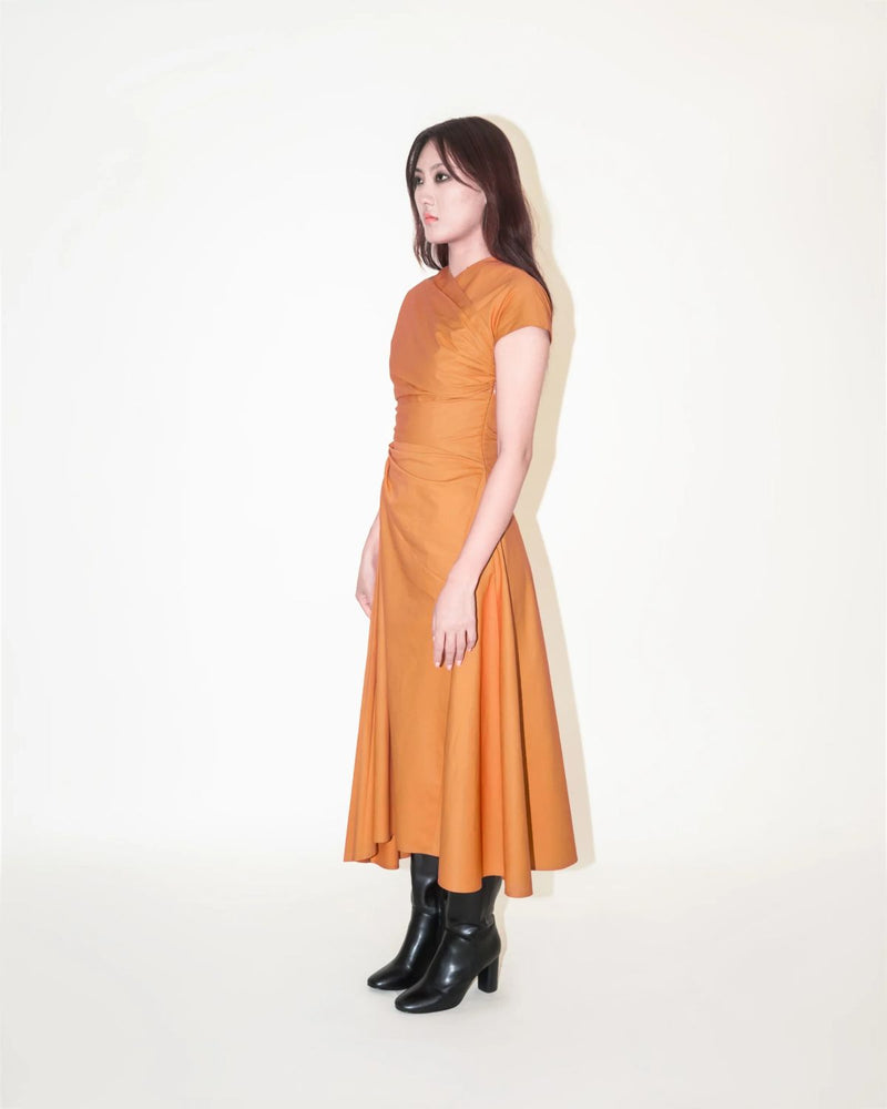 Petra Draped Dress 100% cotton by Leh Studios in multi color for women Worldwide