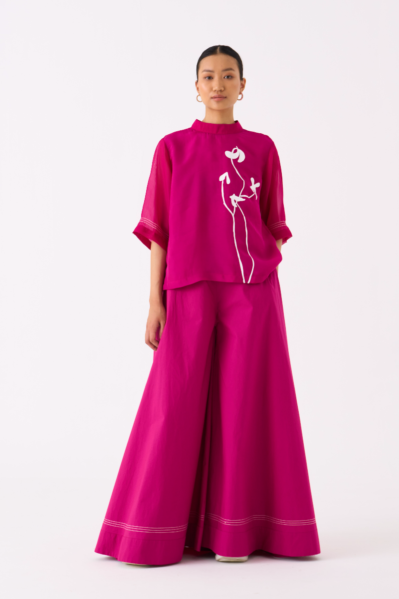 POPPY TOP-FUSCHIA organza by THREE for women Worldwide