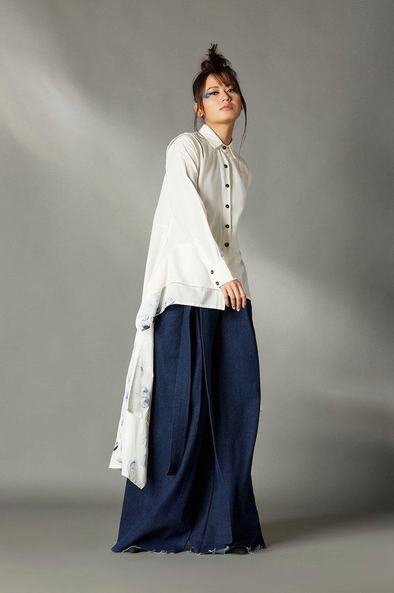 Elvira Hand Painted Shirt cotton by Chola in white color for women Worldwide