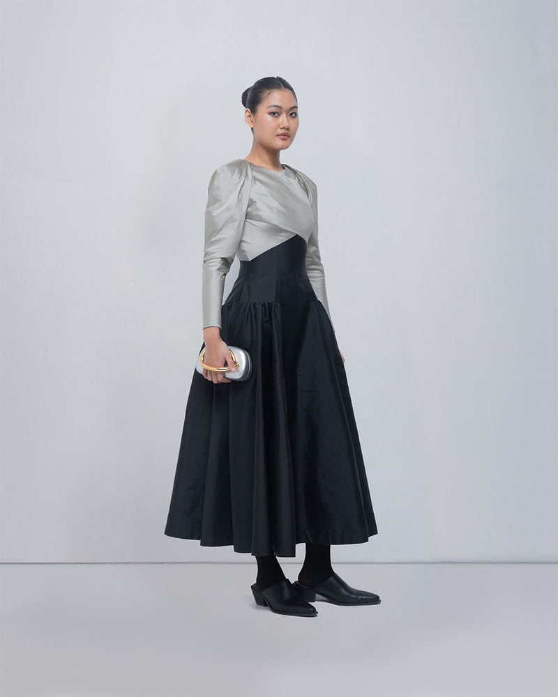 Soraya Dress viscose by Leh Studios in silver, black for women Worldwide