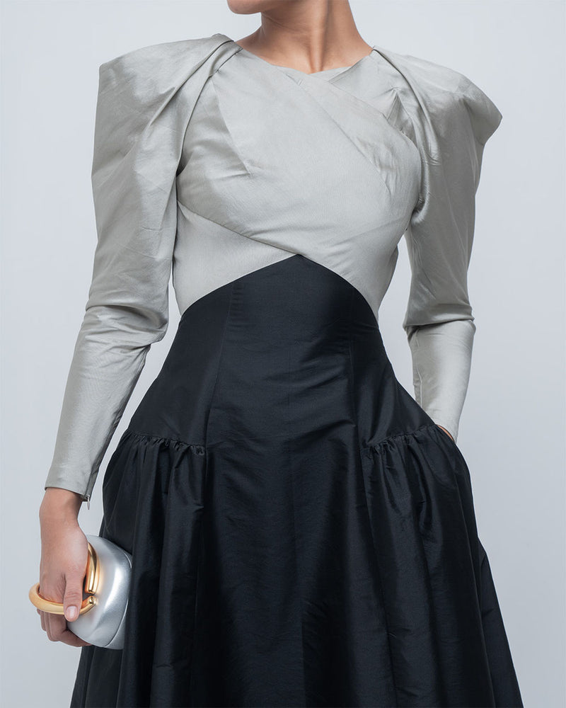 Soraya Dress viscose by Leh Studios in silver, black for women Worldwide