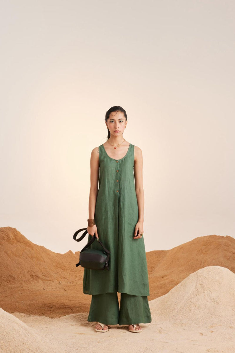 Front Slit Co ord Set-Green Co-ord Sets by CORD for women Worldwide