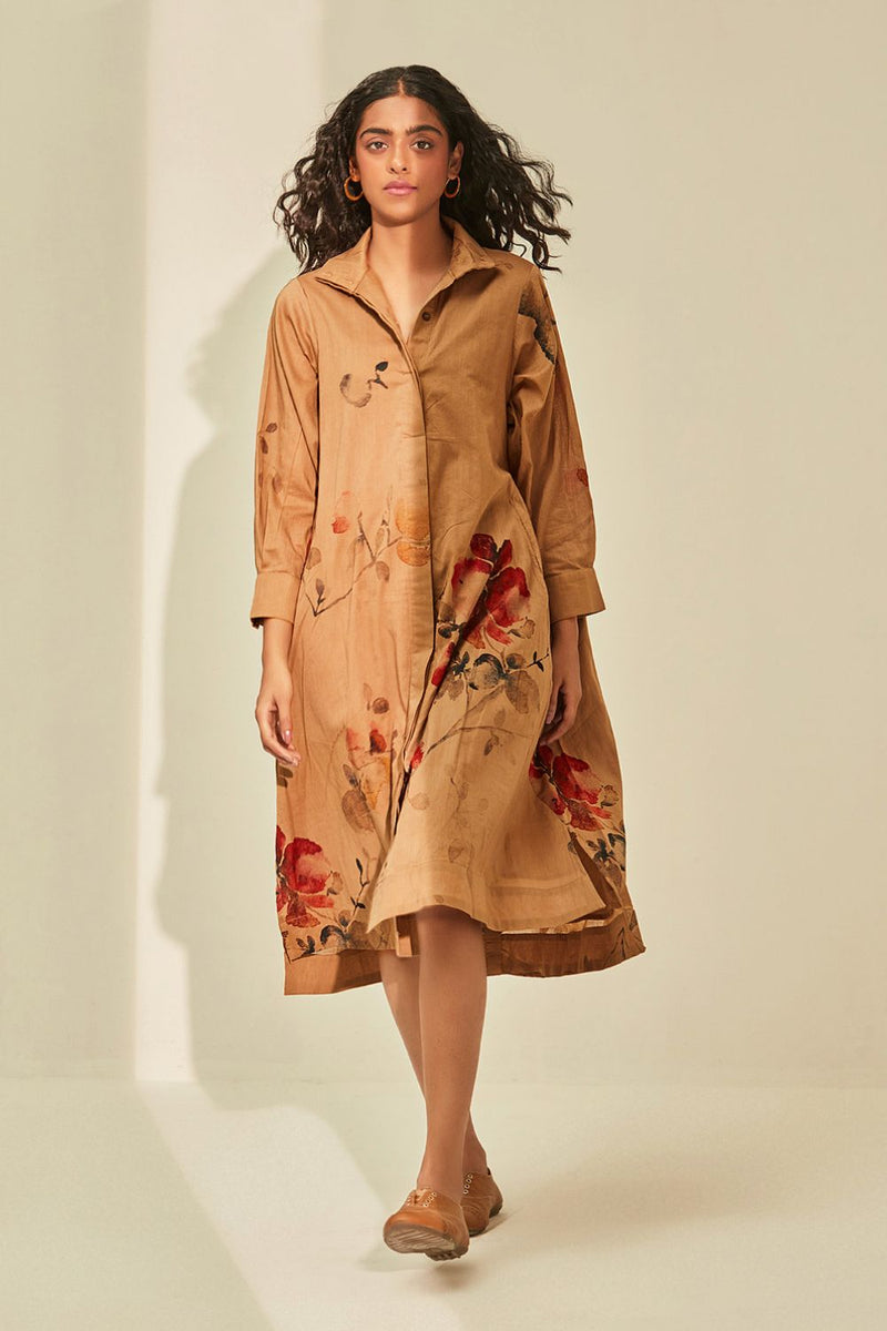 Into the woods Dress cotton by Khara Kapas in brown for women Worldwide