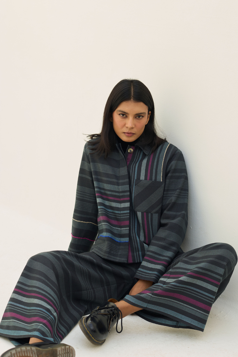 Noelle Merino Wool Co-ord Set - Charcoal by Manan in charcoal color for women Worldwide