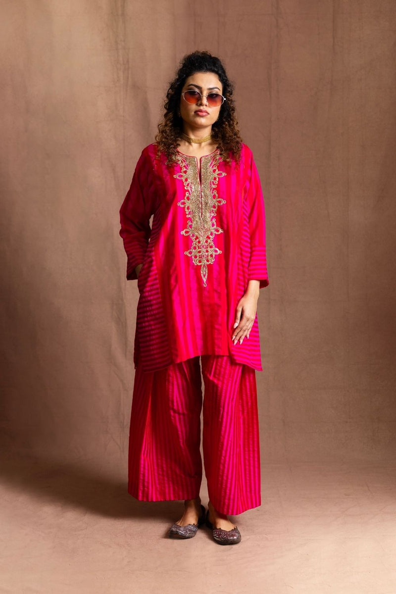 Silk Striped Farshi-Pink & Red Stripes silk by Sabo by Sabina for women Worldwide