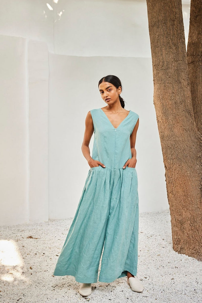Morning sky jumpsuit Dress by Khara Kapas in blue for women Worldwide