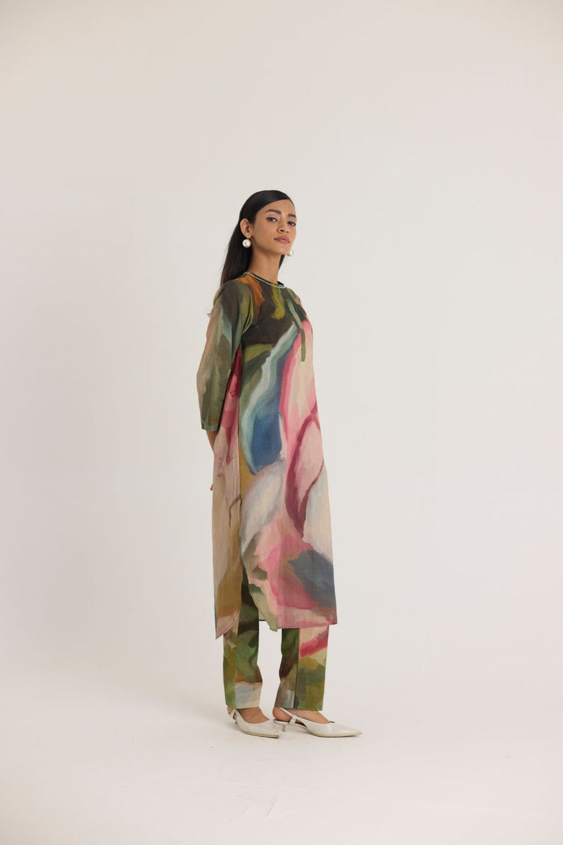 TILLY LONG COTTON KURTA SET cotton by Yam in multi color for women Worldwide