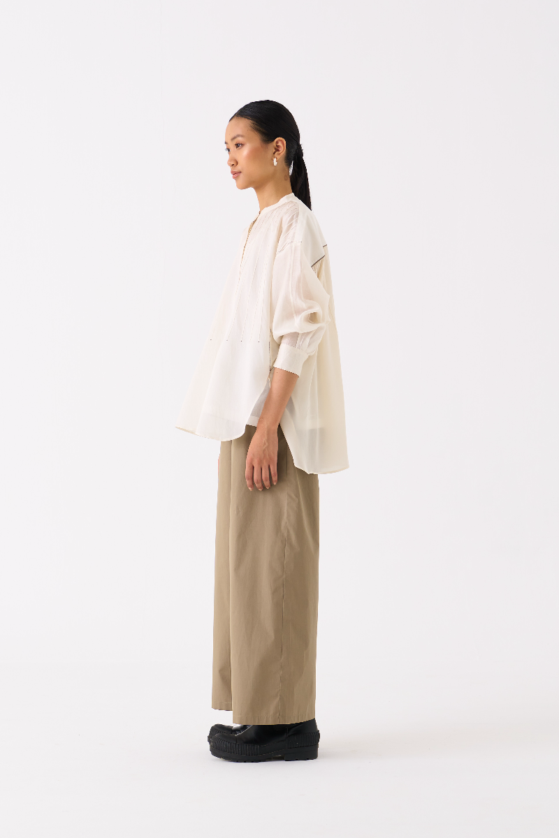 BAT SLEEVE TOP 
- IVORY chanderi by THREE in ivory color for women Worldwide
