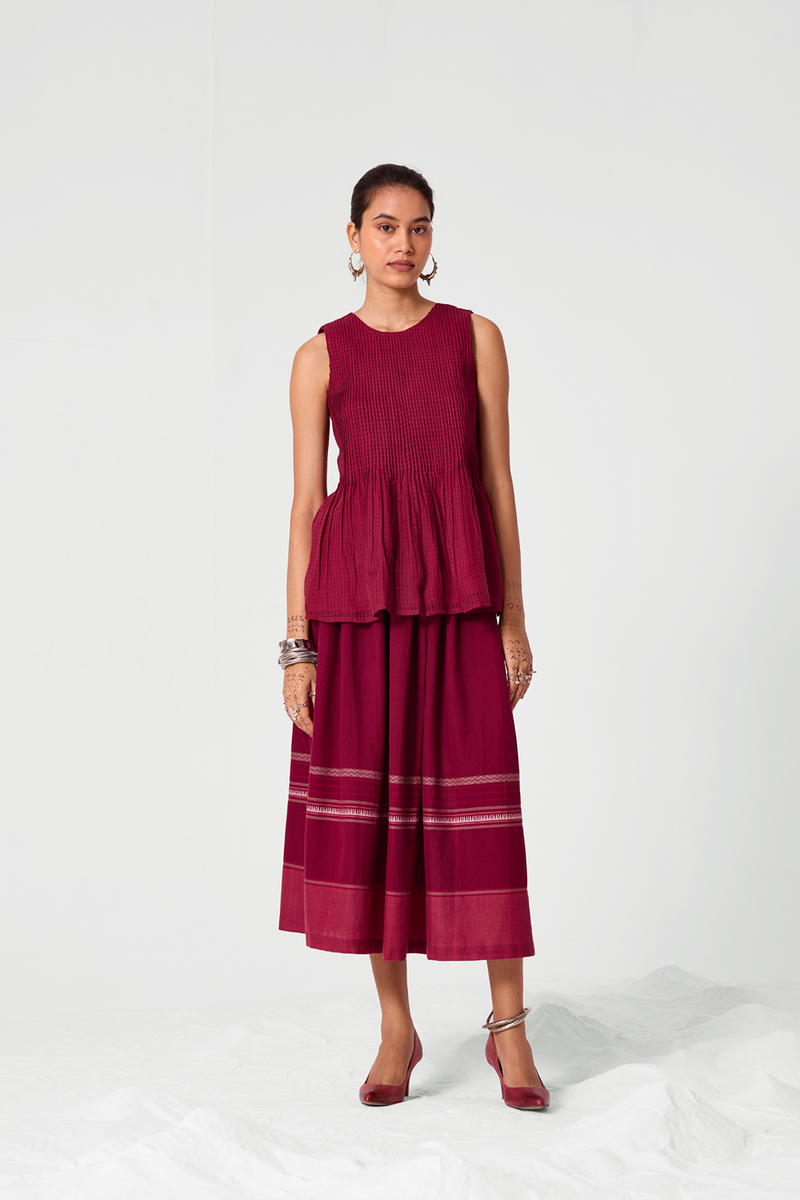 Aabha Pink Checks Handwoven Top