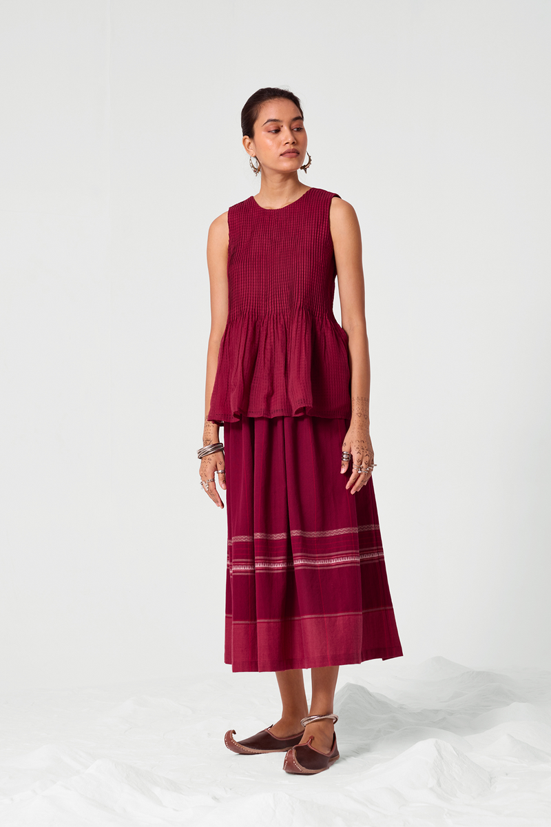 Aabha Pink Checks Handwoven Top