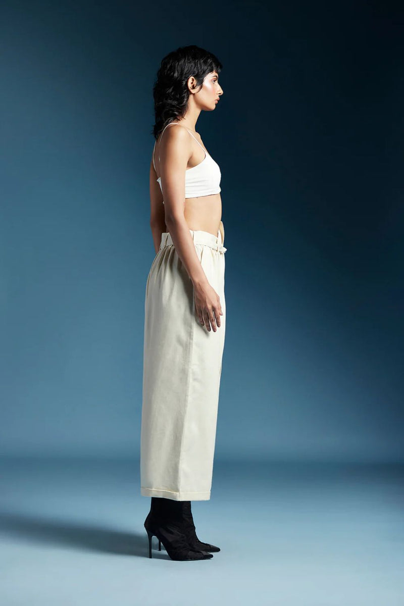 Hannah Trousers-Off-White cotton by Chola in white color for women Worldwide