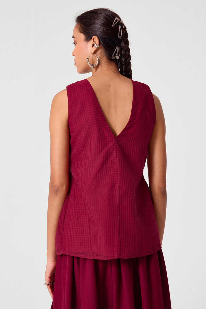 Aabha Pink Checks Handwoven Top