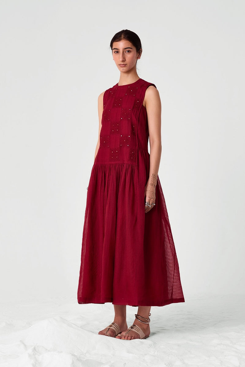 Aleksey Pink Checks Handwoven Dress