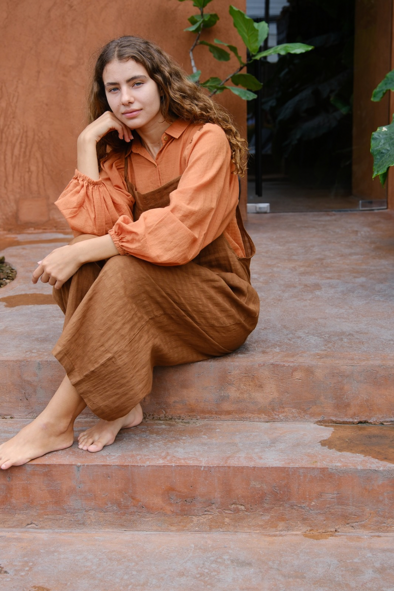 Work-boy's Dungarees cotton by World of Crow in brown color for women Worldwide