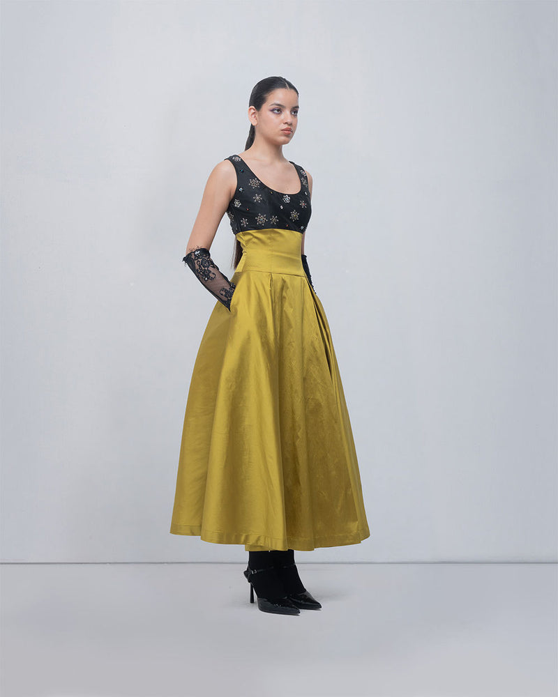Lucile Dress viscose by Leh Studios in black, green for women Worldwide
