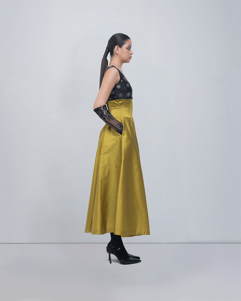 Lucile Dress viscose by Leh Studios in black, green for women Worldwide