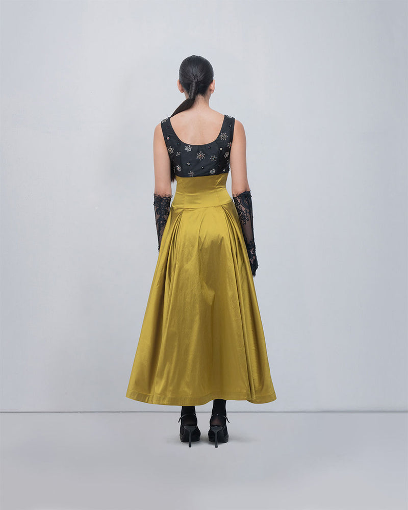 Lucile Dress viscose by Leh Studios in black, green for women Worldwide