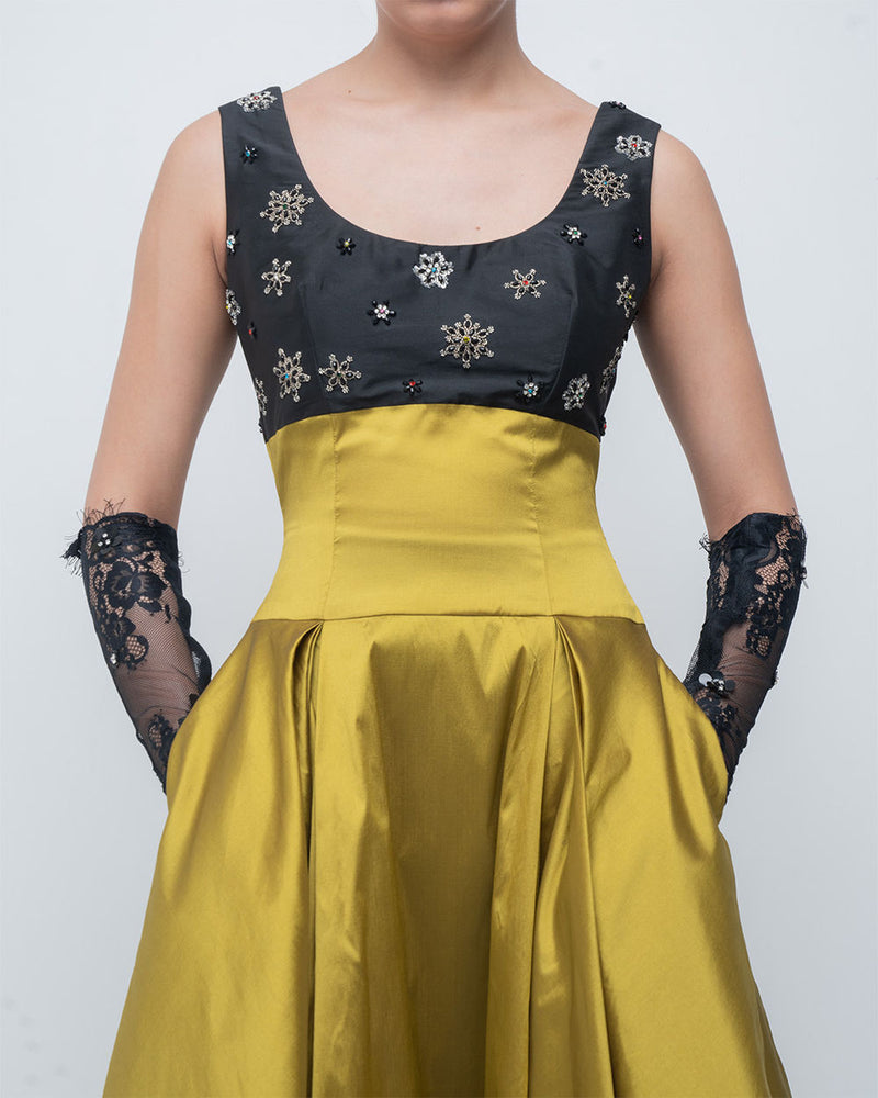 Lucile Dress viscose by Leh Studios in black, green for women Worldwide