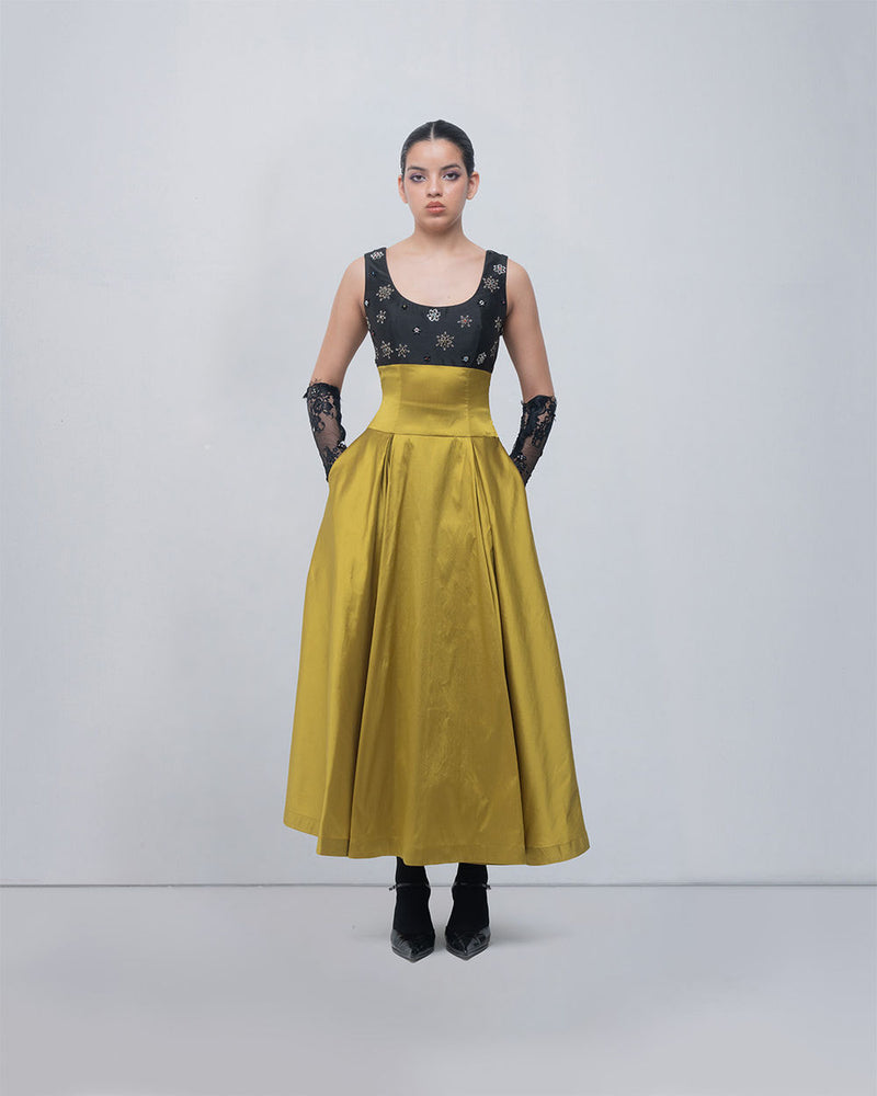 Lucile Dress viscose by Leh Studios in black, green for women Worldwide