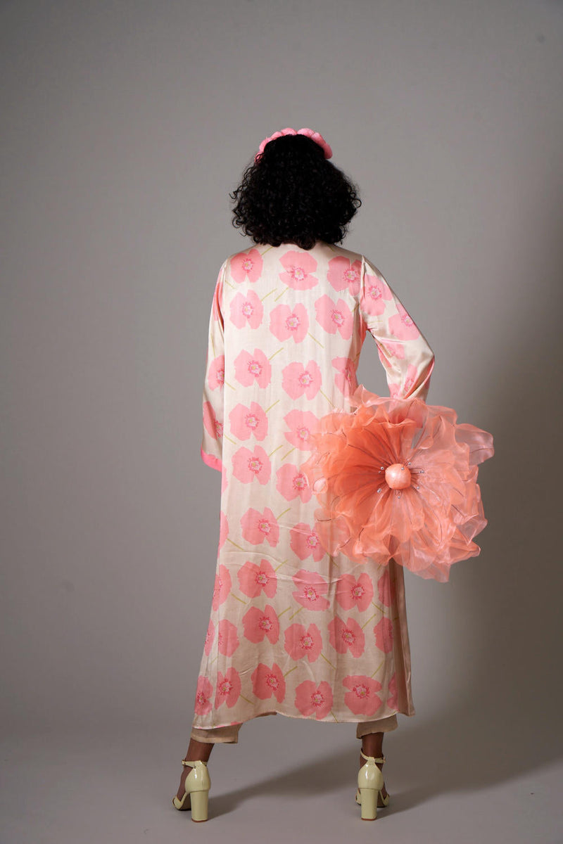 Kiku satin dress satin by Priti Prashant in peach color for women Worldwide