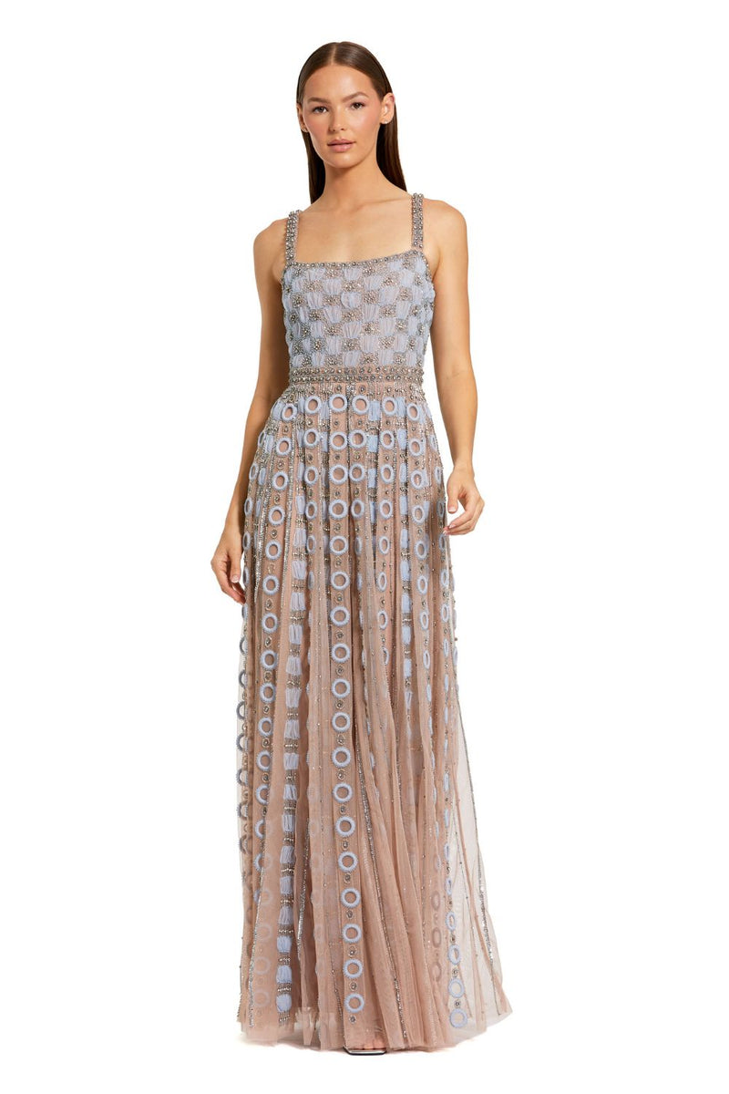 10106-Light Blue Sleeveless Embellished A-line Gown by Mac Duggal in blue color for women Worldwide