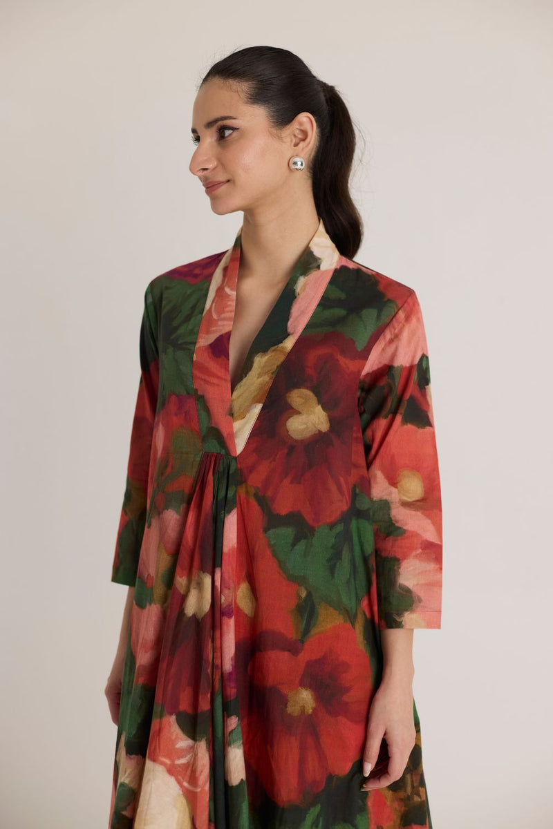 SCARLETT V NECK KURTA SET cotton by Yam in multi color for women Worldwide