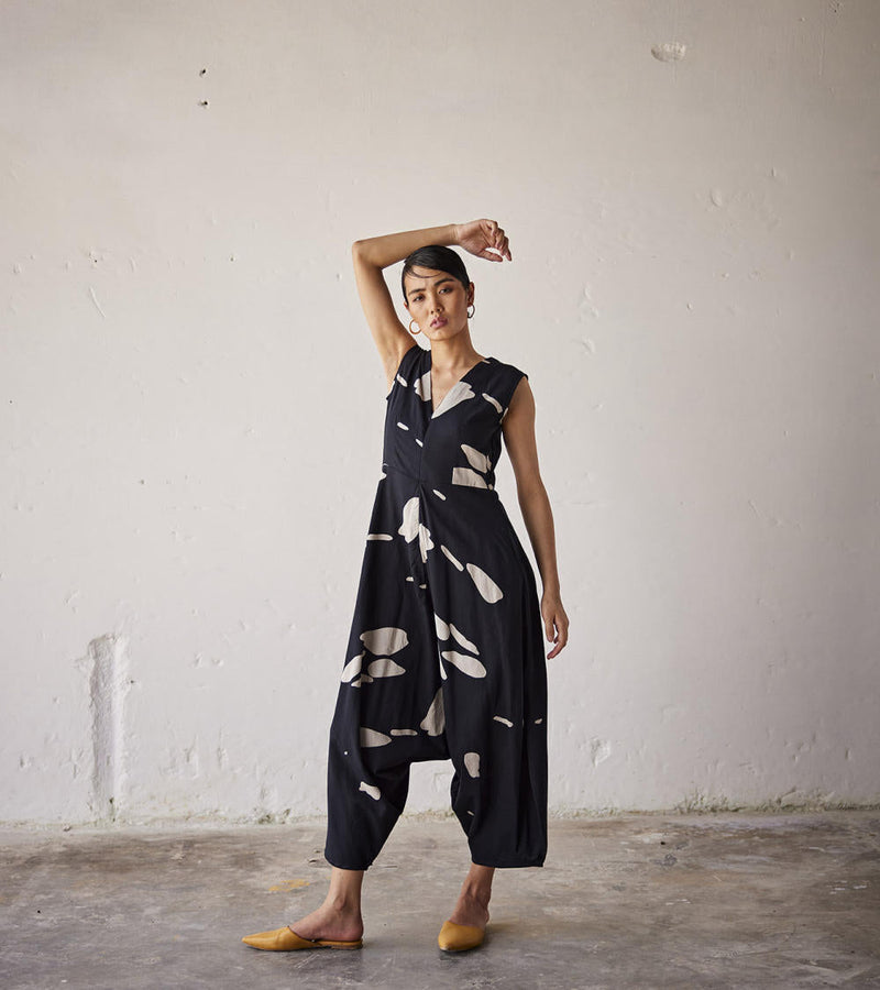Midnight Fantasy Jumpsuit cotton Jumpsuits by Khara Kapas in black for women Worldwide