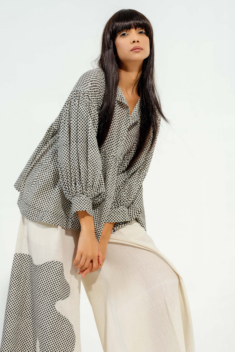 Camphor Top cotton muslin tops and shirts by Stoique in natural, black for women Worldwide
