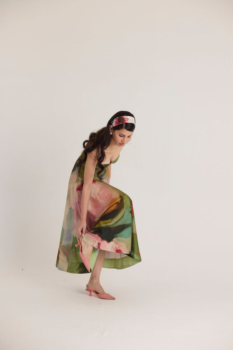 TILLY FLARED BRALETTE DRESS satin by Yam in multi color for women Worldwide