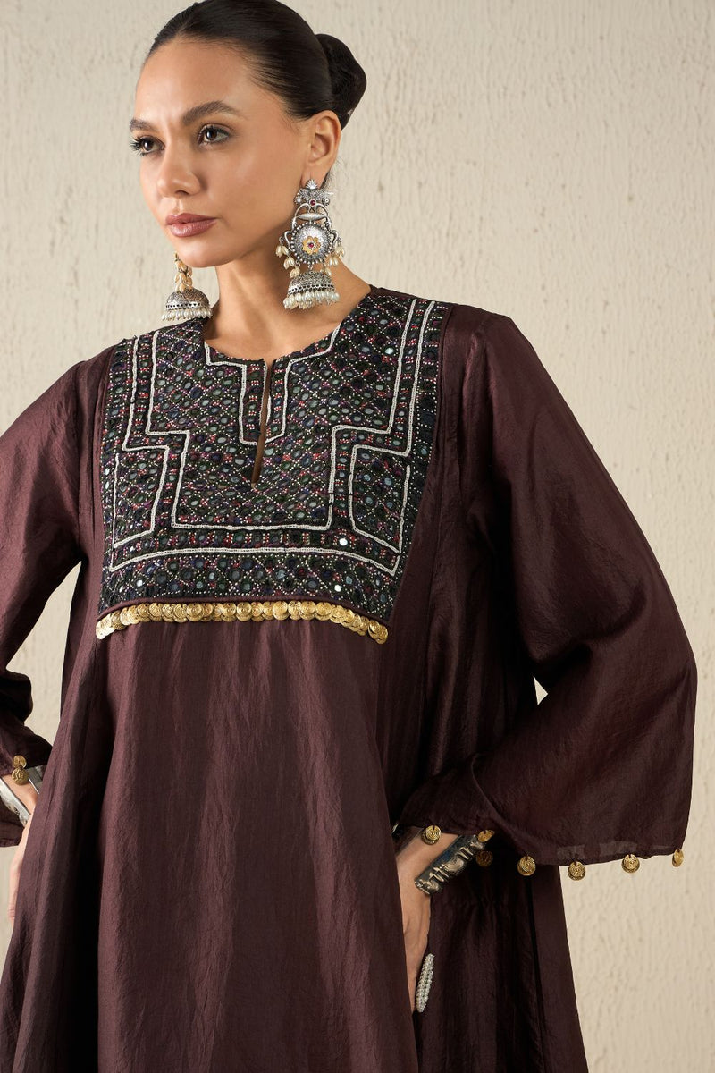 AFGHANI SILK SET silk by Aavidi in yellow color for women Worldwide