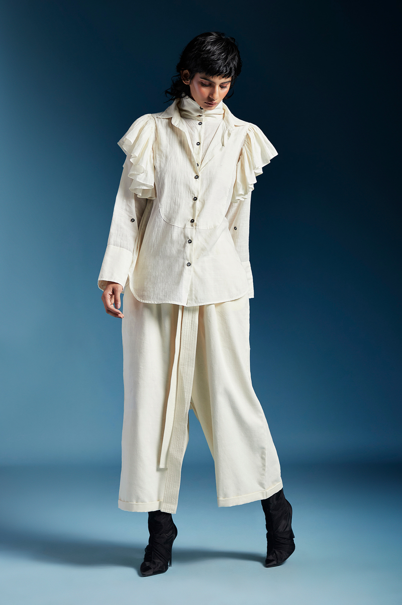 Hilary Shirt-White cotton by Chola in white color for women Worldwide