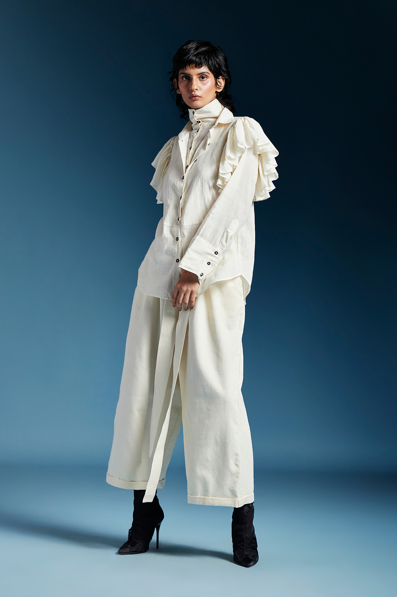 Hilary Shirt-White cotton by Chola in white color for women Worldwide