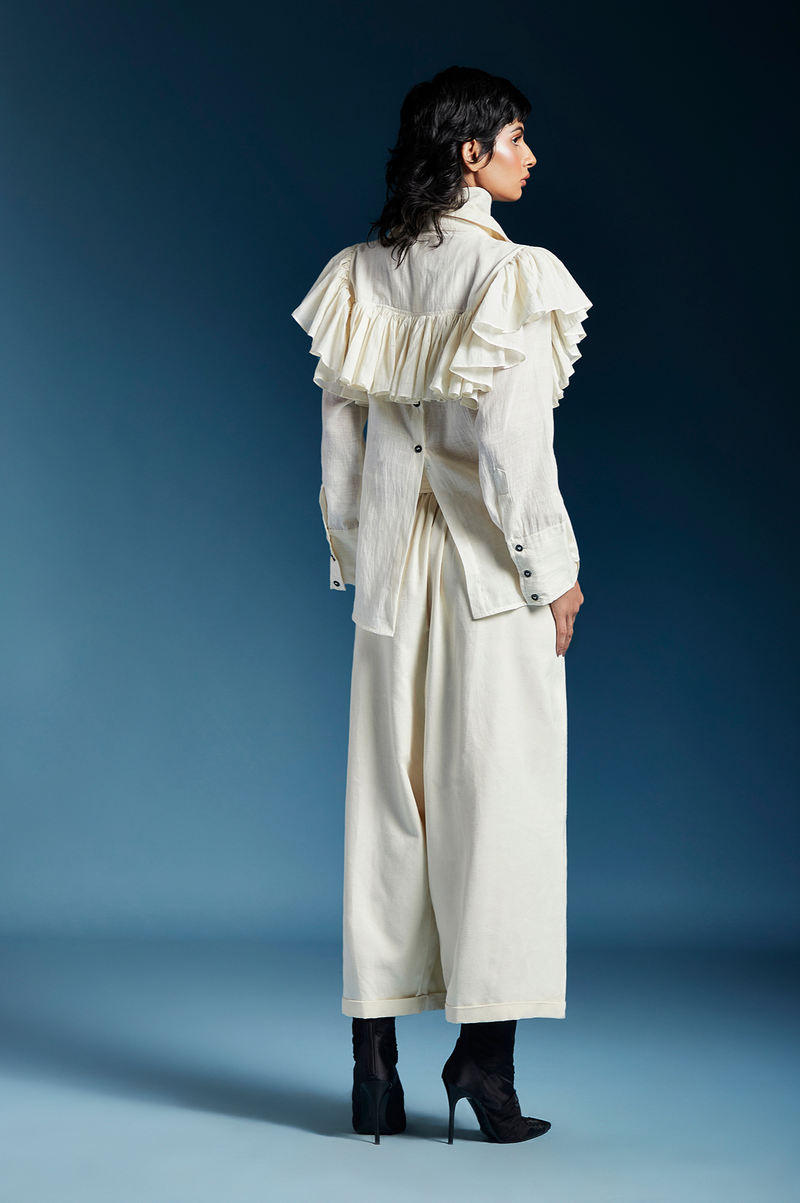 Hilary Shirt-White cotton by Chola in white color for women Worldwide