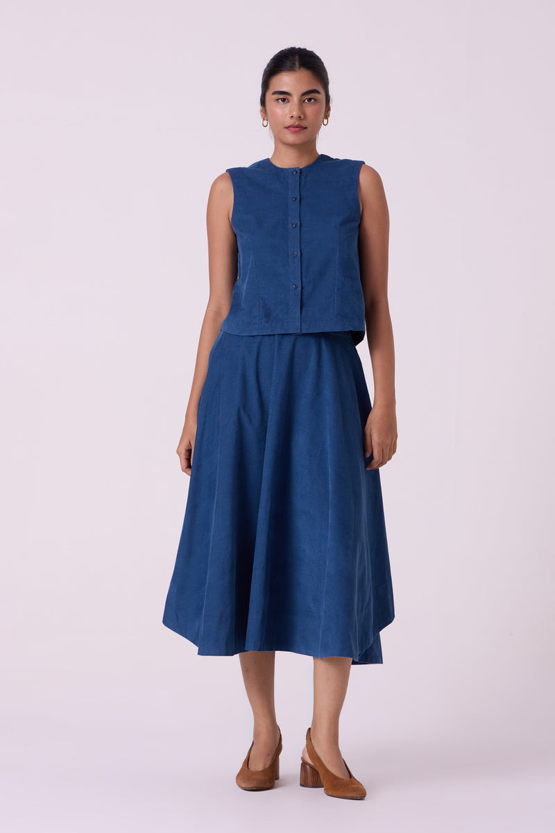 Wotton Blue Needlecord Top cotton corduroy top/shirt by The Summer House in blue for women Worldwide