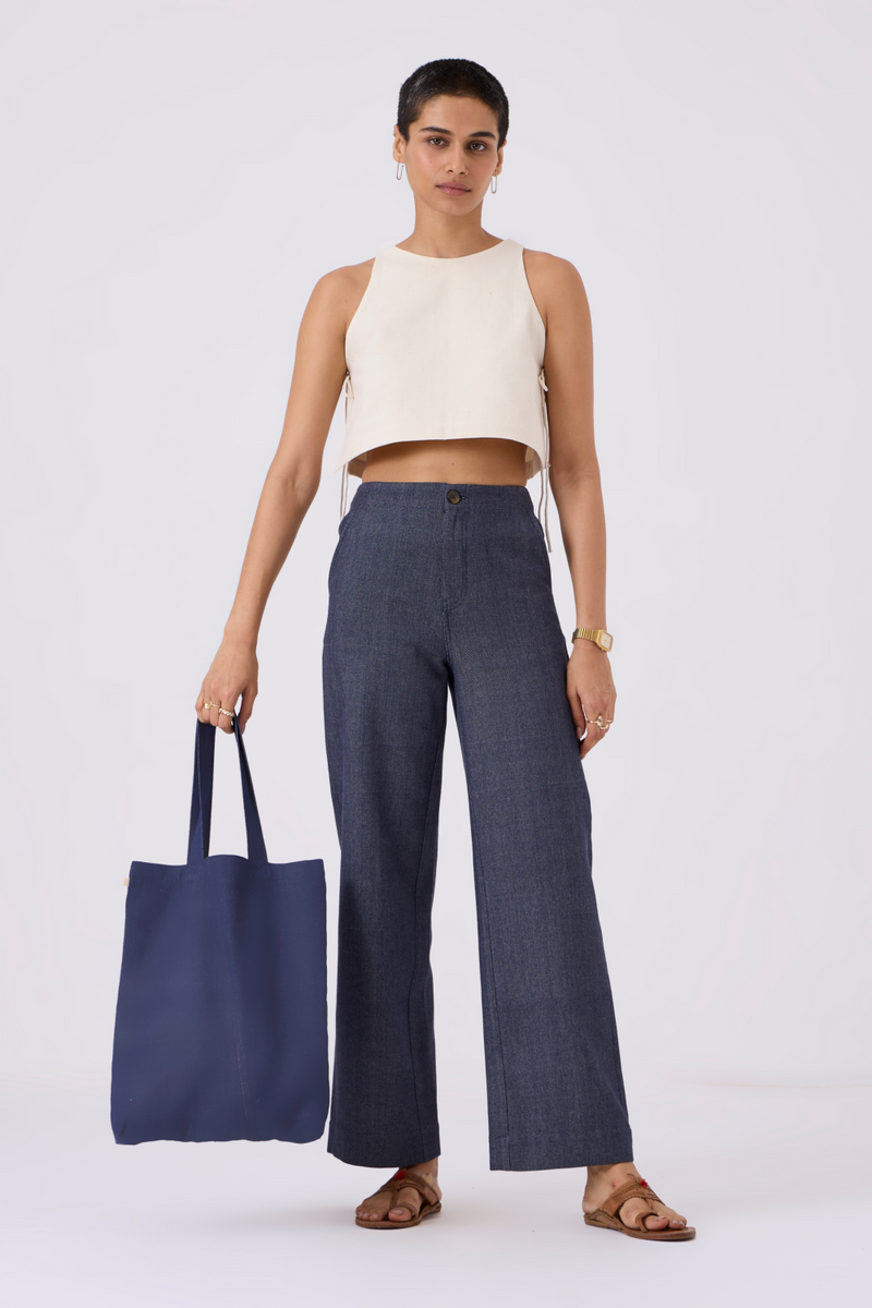 Tia Cropped Handspun Khadi Tie Top cotton by The Summer House for women Worldwide